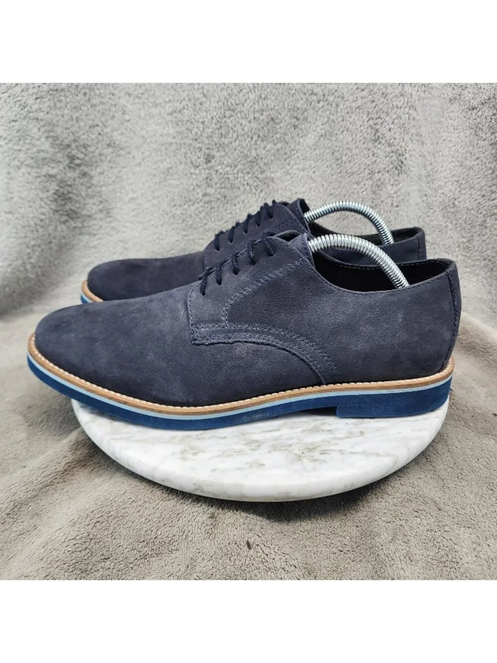 Bar III Shoes Mens Size 10.5 Blue Nubuck Leather Lace Up Oxfords *Read*
